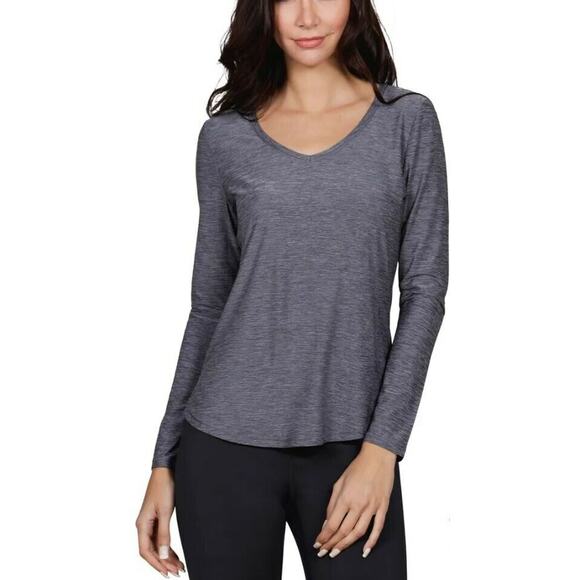 90 Degree Reflex Women’S V Neck Long Sleeve Top XL Gray Performance Activewear - Picture 1 of 12